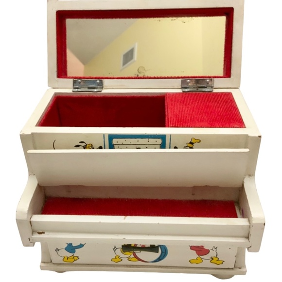 RARE! Vintage Walt Disney’s CHARACTER PIANO, UPRIGHT Wooden Musical Jewelry Box - Picture 13 of 15